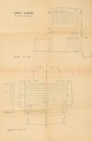 cca 1960 Erkel Színház - Állami Operaház, metszet és alaprajz, 1 : 100, (feltehetőleg a színház 1961-1962 közötti átépítéséhez készülhetett), hajtva, kis sérülésekkel, 68x44 cm