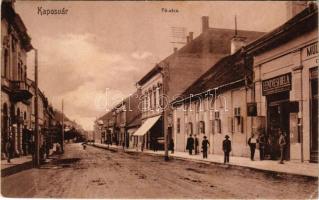 1910 Kaposvár, Fő utca, Fenyvesi Béla üzlete és saját kiadása + "BÁTTASZEK - ZÁKÁNY 44. SZ. B" vasúti mozgóposta bélyegző (fl)