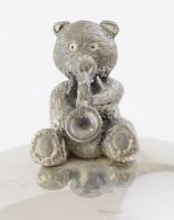 Teddy alakokkal díszített zenedoboz, működő zeneszerkezettel, m: 15 cm