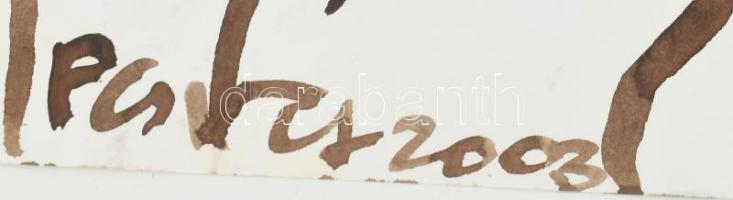 Csepeli Németh Miklós (1934-2012): Madárfiókák, 2003. Lavírozott tus, papír, jelezve középen lent. 2...