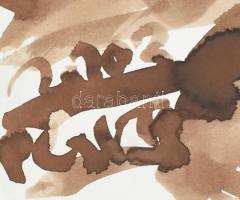 Csepeli Németh Miklós (1934-2012): Kalapos hölgy arcképe, 2003. Lavírozott tus, papír, jelezve közép...