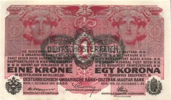 Ausztria/Osztrák-Magyar Bank 1916. 1K (4x) fekete "Deutschösterreich" fny.-sal, közte köze...