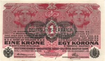 Ausztria/Osztrák-Magyar Bank 1916. 1K (4x) fekete "Deutschösterreich" fny.-sal, közte köze...