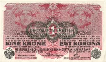 Ausztria/Osztrák-Magyar Bank 1916. 1K (6x) fekete Deutschösterreich fny.-sal, közeli sorszámokkal T:II+