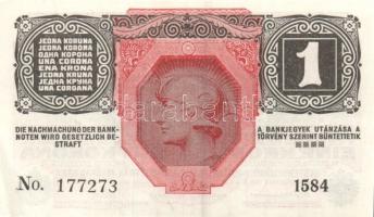 Ausztria/Osztrák-Magyar Bank 1916. 1K (6x) fekete "Deutschösterreich" fny.-sal, közeli sor...