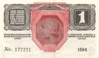 Ausztria/Osztrák-Magyar Bank 1916. 1K (6x) fekete "Deutschösterreich" fny.-sal, közeli sor...