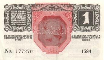 Ausztria/Osztrák-Magyar Bank 1916. 1K (6x) fekete "Deutschösterreich" fny.-sal, közeli sor...