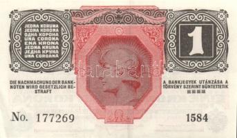 Ausztria/Osztrák-Magyar Bank 1916. 1K (6x) fekete "Deutschösterreich" fny.-sal, közeli sor...