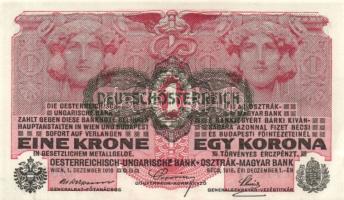 Ausztria/Osztrák-Magyar Bank 1916. 1K (6x) fekete "Deutschösterreich" fny.-sal, közeli sor...