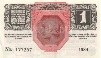 Ausztria/Osztrák-Magyar Bank 1916. 1K (6x) fekete "Deutschösterreich" fny.-sal, közeli sor...