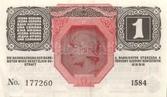 Ausztria/Osztrák-Magyar Bank 1916. 1K (6x) fekete "Deutschösterreich" fny.-sal, közeli sor...