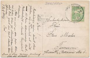 1909 Berszászka, Berzászka, Berzasca; Station Drenkova / Drenkova vasútállomás (?), lovaskocsi / rai...