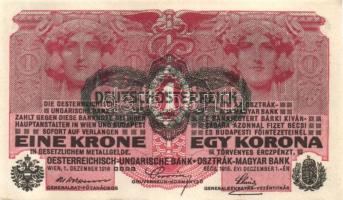 Ausztria/Osztrák-Magyar Bank 1916. 1K (4x) fekete "Deutschösterreich" fny.-sal, egymás utá...