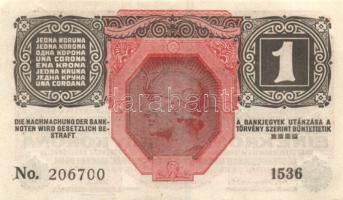 Ausztria/Osztrák-Magyar Bank 1916. 1K (4x) fekete "Deutschösterreich" fny.-sal, egymás utá...