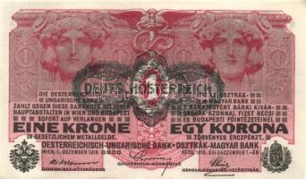 Ausztria/Osztrák-Magyar Bank 1916. 1K (4x) fekete "Deutschösterreich" fny.-sal, egymás utá...