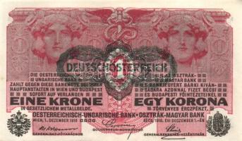 Ausztria/Osztrák-Magyar Bank 1916. 1K (4x) fekete "Deutschösterreich" fny.-sal, egymás utá...
