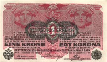 Ausztria/Osztrák-Magyar Bank 1916. 1K (4x) fekete "Deutschösterreich" fny.-sal, egymás utáni sorszámokkal T:II+(egyszer hajtva, törve nem)