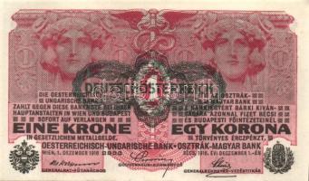 Ausztria/Osztrák-Magyar Bank 1916. 1K (4x) fekete "Deutschösterreich" fny.-sal, egymás utá...
