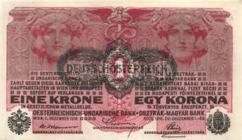 Ausztria/Osztrák-Magyar Bank 1916. 1K (4x) fekete "Deutschösterreich" fny.-sal, egymás utá...