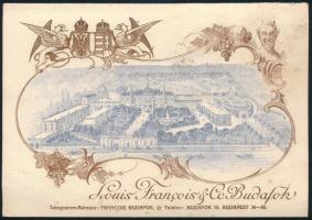 Budafoki Louis Francois Pezsgőgyár reklámlapja a gyár látképével, 4p