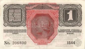 Ausztria/Osztrák-Magyar Bank 1916. 1K (6x) fekete "Deutschösterreich" fny.-sal, egymás utá...