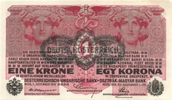 Ausztria/Osztrák-Magyar Bank 1916. 1K (6x) fekete "Deutschösterreich" fny.-sal, egymás utá...