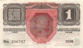 Ausztria/Osztrák-Magyar Bank 1916. 1K (6x) fekete "Deutschösterreich" fny.-sal, egymás utá...
