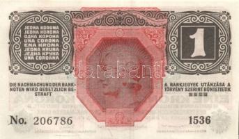 Ausztria/Osztrák-Magyar Bank 1916. 1K (6x) fekete "Deutschösterreich" fny.-sal, egymás utá...