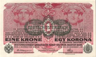 Ausztria/Osztrák-Magyar Bank 1916. 1K (4x) fekete "Deutschösterreich" fny.-sal, közte egymás utáni sorszámokkal T:II+(egyszer hajtva, törve nem)