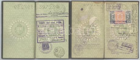 1938, 1940 Bp., Magyar Királyság által kiállított fényképes útlevél, 2 db