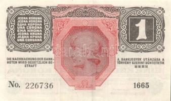 Ausztria/Osztrák-Magyar Bank 1916. 1K (4x) fekete "Deutschösterreich" fny.-sal, közte egym...