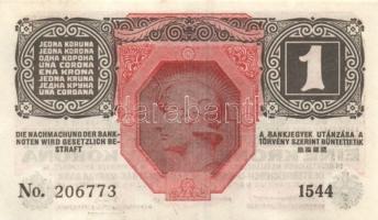 Ausztria/Osztrák-Magyar Bank 1916. 1K (4x) fekete "Deutschösterreich" fny.-sal, közte egym...