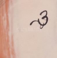 Miska kancsó, Tiszafüred, XX. sz., mázas kerámia, kézzel festett, jelzett, hibátlan 29 cm