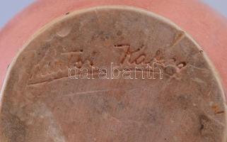 Miska kancsó, Mázas kerámia, kézzel festett, jelzett, Kántor, Karcag, hibátlan 30 cm