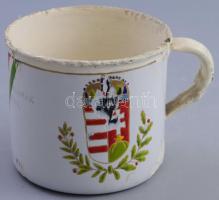 1938 Zománc bögre Kassa felszabadításának emlékére készült festéssel és felirattal. Lampart, javítot...