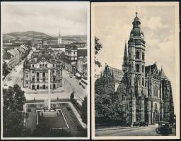 1938 Kassa, Nemzeti Színház és Szent Erzsébet-dóm, 2 db megírt és elküldött fotólap, "Üdvözlet ...
