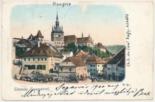 1900 Segesvár, Schässburg, Sighisoara; Piac. Fritz Teutsch kiadása / market (EB)