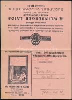 1937 Ifjabb Weinberger Lajos ablakredőnygyár vászonroletta árjegyzék, széthajtható nyomtatvány postán elküldve, szép állapotban