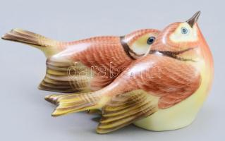 Herendi madár pár. Kézzel festett, jelzett, hibátlan, leírással 12x5 cm