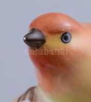 Herendi madár faágon. Kézzel festett, jelzett, csőrén apró kopással m:11 cm