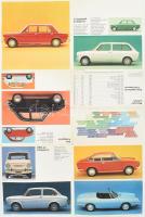 cca 1960-70 Kihajtható Fiat reklám prospektus a különböző modellekről, magyar nyelven, színes illusz...
