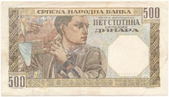 Szerbia / Német megszállás 1941. 500D T:F erős papír Serbia / German Occupation 1941. 500 Dinara C:F...