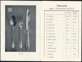 cca 1930 Szigeti Nándor, a német Mako-Werke képviselője alpakka evőeszköz háromrészes szétnyitható á...