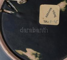 Tófej bikás falitál. Jelzett, d: 28,5 cm, ritka!