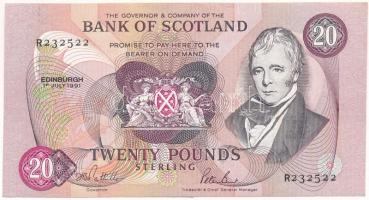 Skócia / Bank of Scotland 1991. 20P T:F kis beszakadás Scotland / Bank of Scotland 1991. 20 Pounds C:F small tear Krause P# 118