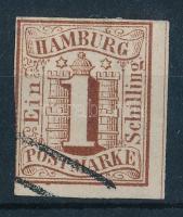 Német Államok Hamburg 1859 Mi 2 (Mi EUR 120.-) (bal felső sarokban kis papírelvékonyodás)