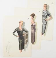 1966 3 db vintage női divatkép, ofszet nyomat, papír, 34x23,5 cm