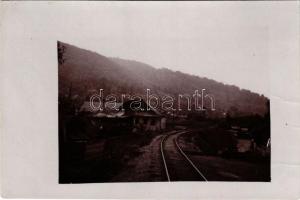 Zalatna, Zlatna; vasútvonal Abrudbánya felé / railway line to Abrud. photo (gyűrődés / crease)