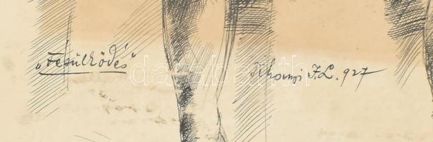 Tihanyi János Lajos (1892-1957): Fésülködés, 1927. Rézkarc, papír, jelzett, lap széle kissé foltos é...