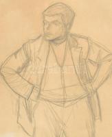 Báró Mednyánszky László (1852-1919): Álló férfi (tanulmány). Ceruza, papír. Jelzés nélkül. Hátoldalá...